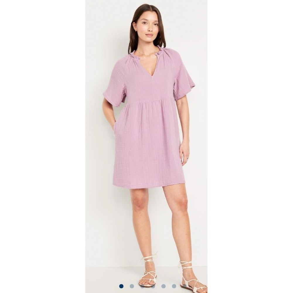 Old Navy lilac purple pockets XL v neck cotton short sleeve swing dress